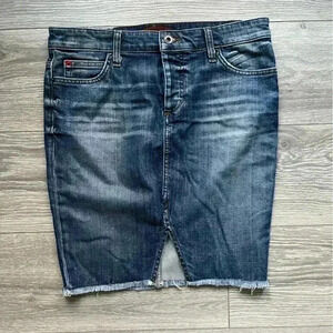 Joe’s Jeans Japanese Denim Button Fly Front Slit Raw Hem Skirt Size 28